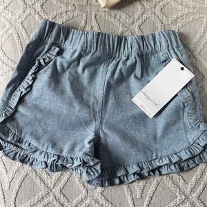 Little Girl’s Soverigm Code Ruffle Chambray Shorts